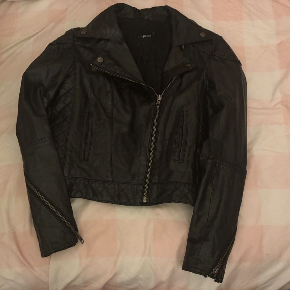 asos petite real leather jacket ♡